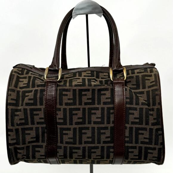 Fendi Brown Canvas Zucca Boston Bag Top Handle Bag - Picture 1 of 14